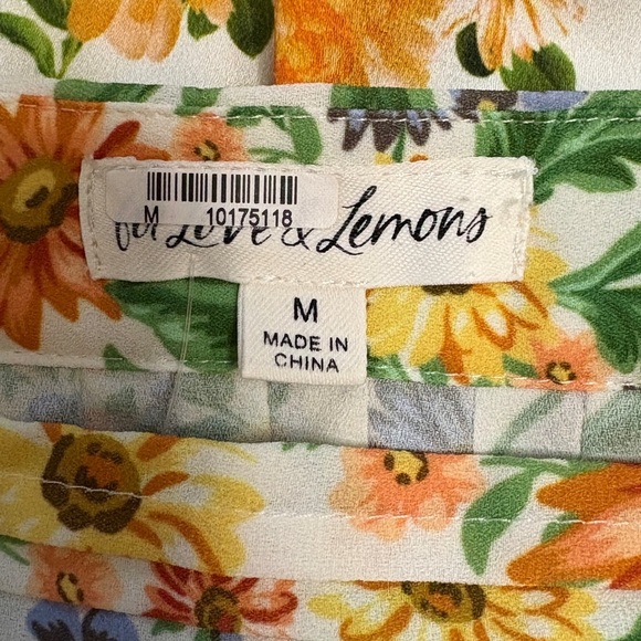 For Love & Lemons Rosalyn Miniskirt Green Yellow Pink Marigold Floral Size M - Picture 6 of 13